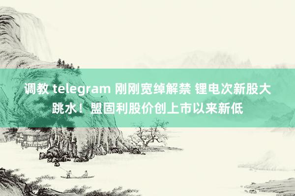 调教 telegram 刚刚宽绰解禁 锂电次新股大跳水！盟固利股价创上市以来新低