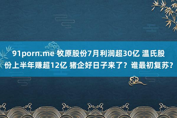 91porn.me 牧原股份7月利润超30亿 温氏股份上半年赚超12亿 猪企好日子来了？谁最初复苏？