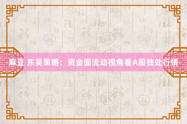 麻豆 东吴策略：资金面流动视角看A股独处行情
