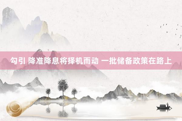 勾引 降准降息将择机而动 一批储备政策在路上
